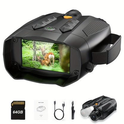 Night Vision Goggles with Built-In 3W IR Illuminator | 200MP HD, 10X Digital Zoom, 5W IR Light, 6-Hour Battery | Hands-Free Wearable for Hunting, Survival, Wildlife & Nighttime Outdoor Adventures