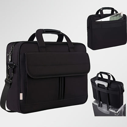 Laptop Bag 15.6-Inch Business Briefcase with Foam Sleeve, Luggage Strap & Multi-Pockets for Work & Travel