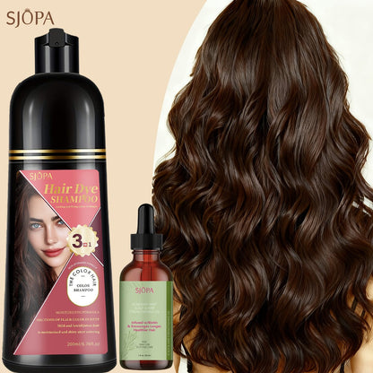 Hair Color Shampoo, SJOPA 3-in-1 Bottle-and-Dropper Set with 10 Rose, Brown, Purple and Black Color Options