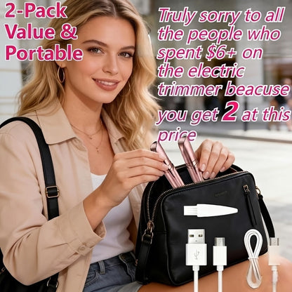 Two-Piece Rechargeable Eyebrow Trimmer Set in Pink, White or Three Colorful Finish Options for Facial Grooming
