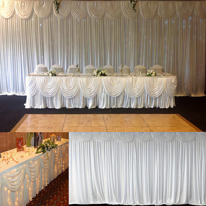 White Silk-Look Wedding Backdrop Curtain, 10 x 10 ft Single-Panel Draping for Ceremonies and Photo Backgrounds