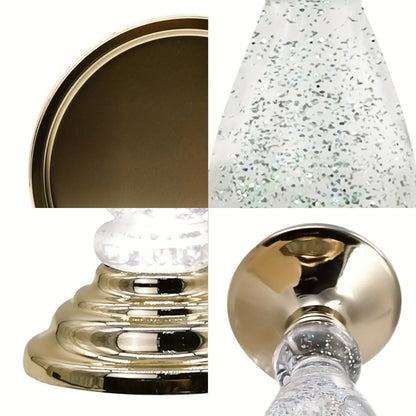 Candle Holder LED Swirl Globe Pedestal with Acrylic Water Chamber, Top Candle Tray and Silver, Gold or Santa Options