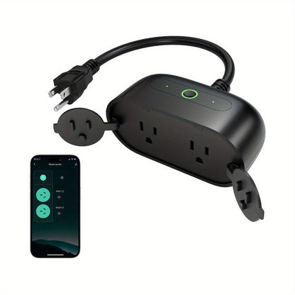 Outdoor Indoor Smart WiFi Plug GHome WP7, Voice & App Control, Works with Alexa & Google Home, Timer Schedule, No Hub Required, 2.4GHz, Black – Garden Garage Yard Patio Smart Outlet