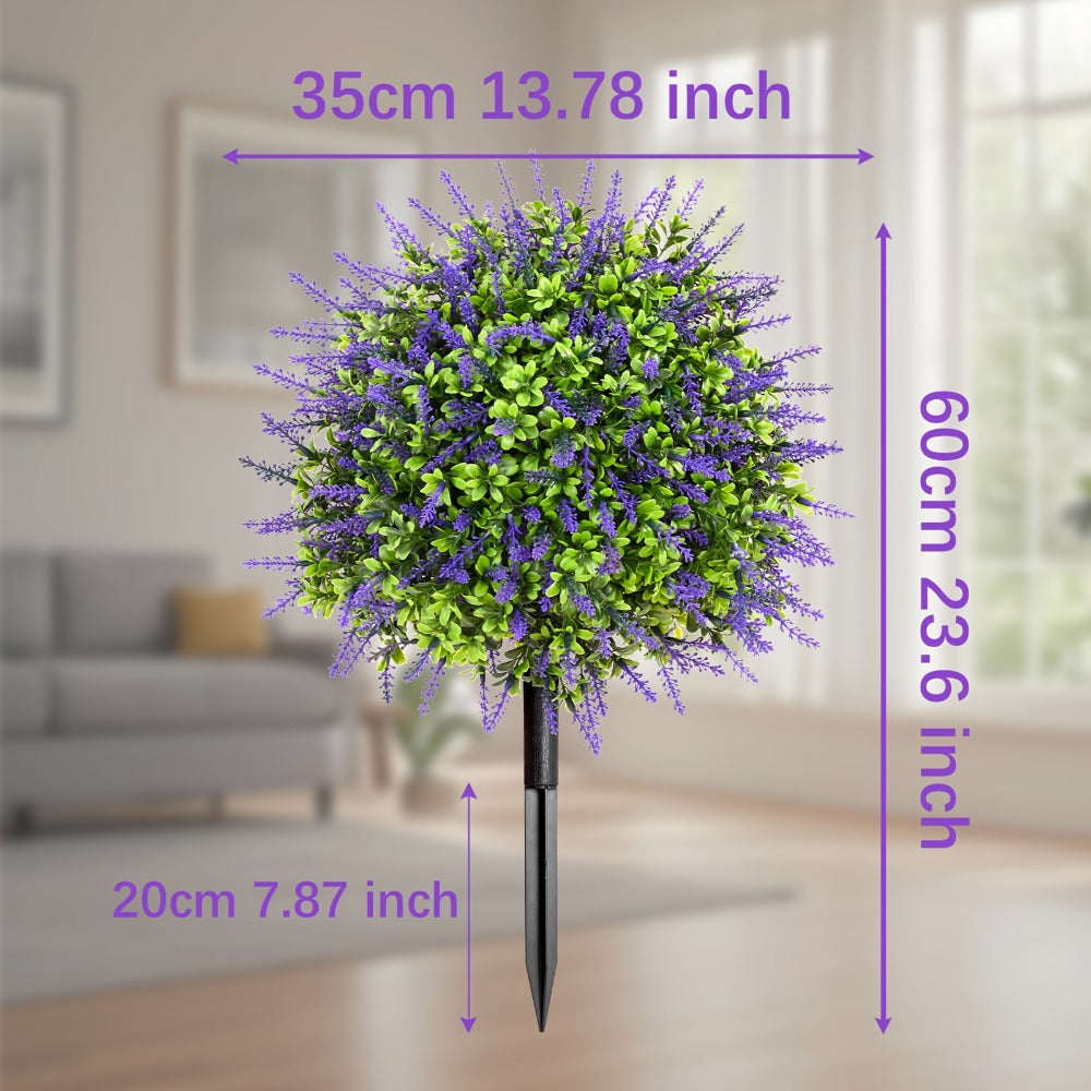 Artificial Floral Topiary Ball with Ground Spike, 22 or 23.6 Inch Height and Single or Two-Piece Style Options