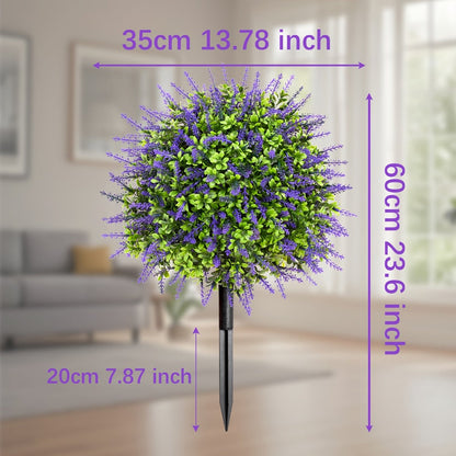 Artificial Floral Topiary Ball with Ground Spike, 22 or 23.6 Inch Height and Single or Two-Piece Style Options