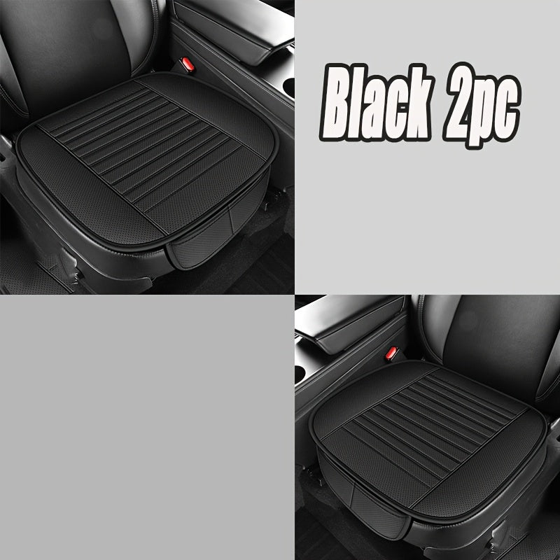Car Seat Pads 2pcs Front – Non-Slip Rubber Base, Breathable Backless Design, Universal Fit All-Season Comfort Cushion, Black Beige Grey Car Interior Seat Cover Pad Set