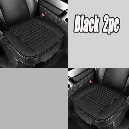 Car Seat Pads 2pcs Front – Non-Slip Rubber Base, Breathable Backless Design, Universal Fit All-Season Comfort Cushion, Black Beige Grey Car Interior Seat Cover Pad Set