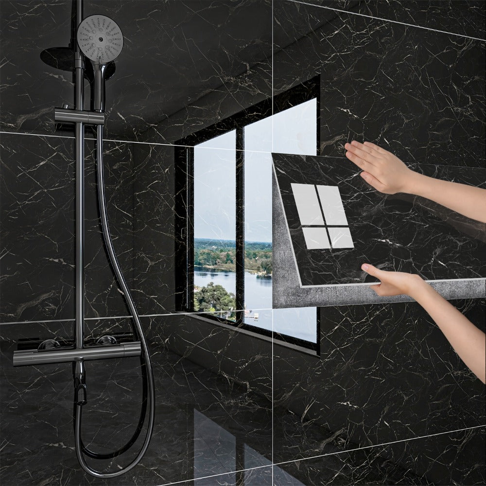 Peel and Stick Marble Wall Tiles - Self-Adhesive Waterproof Backsplash Panels for Kitchen Bathroom Living Room, Easy Install DIY Wall Sticker Decor (23.62"x11.81", 20/40 Pack)