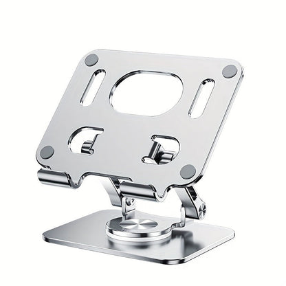 Black or Silver Rotating Tablet Stand with Foldable Desktop Base, Adjustable Tilt and Portrait or Landscape Viewing