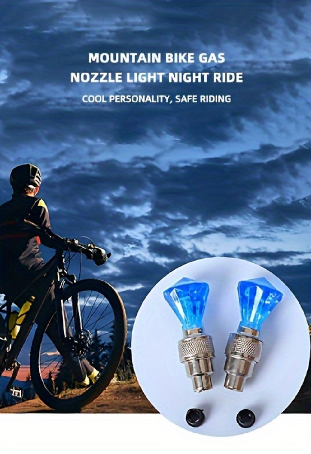 LED Tire Valve Stem Light Sets in 4-, 8- or 16-Piece Blue, Green, Red, Mixed and Skull-Top Configurations