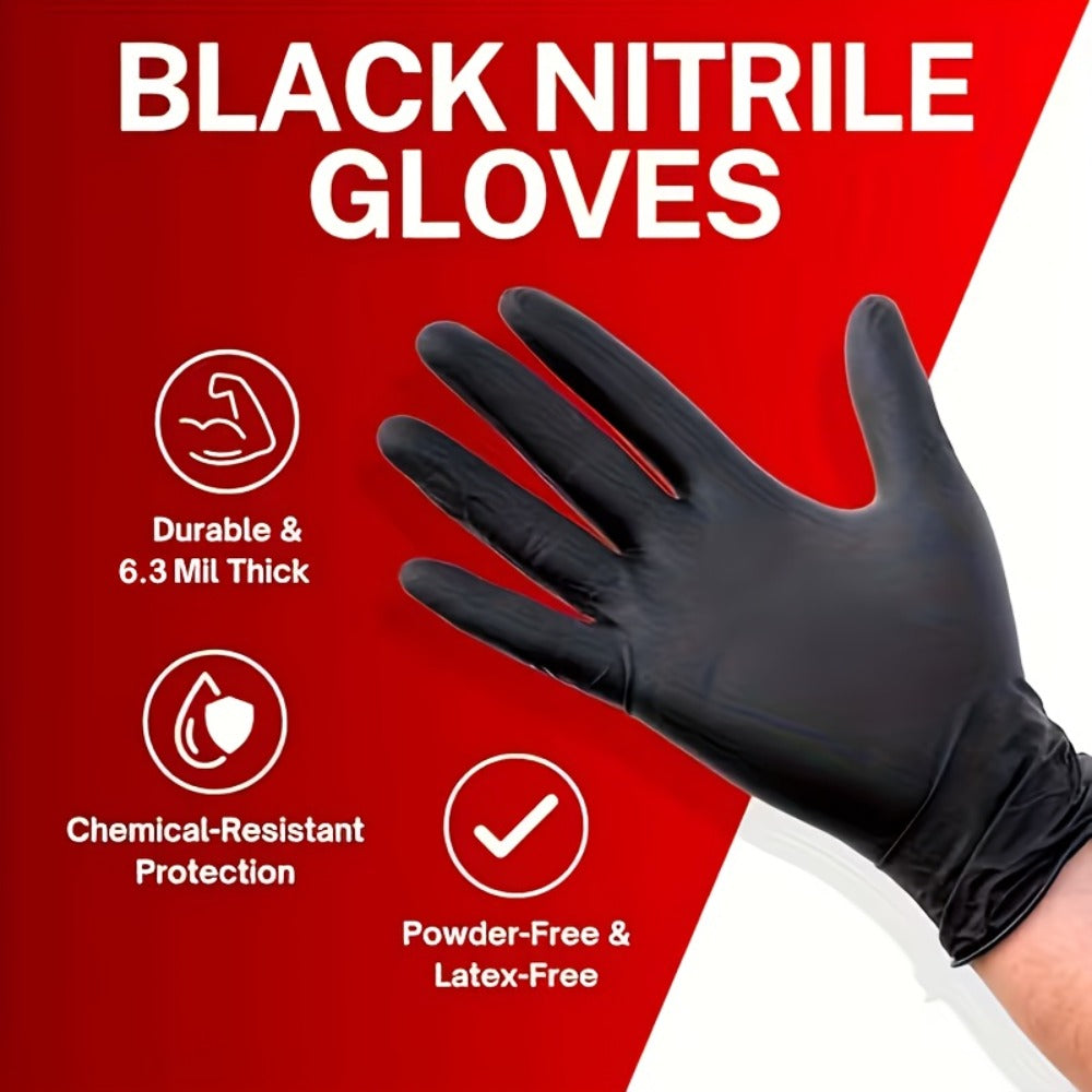 ZTVZTV Black Nitrile Disposable Gloves in 200-Piece Packs with Four Size Options from S to XL