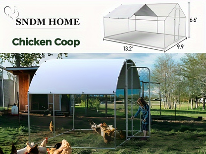 Walk-in Chicken Pen Large Metal Outdoor Poultry Enclosure Waterproof UV-Resistant Cover Heavy-Duty Yard Cage for Chickens Ducks Rabbits 3 Sizes Available