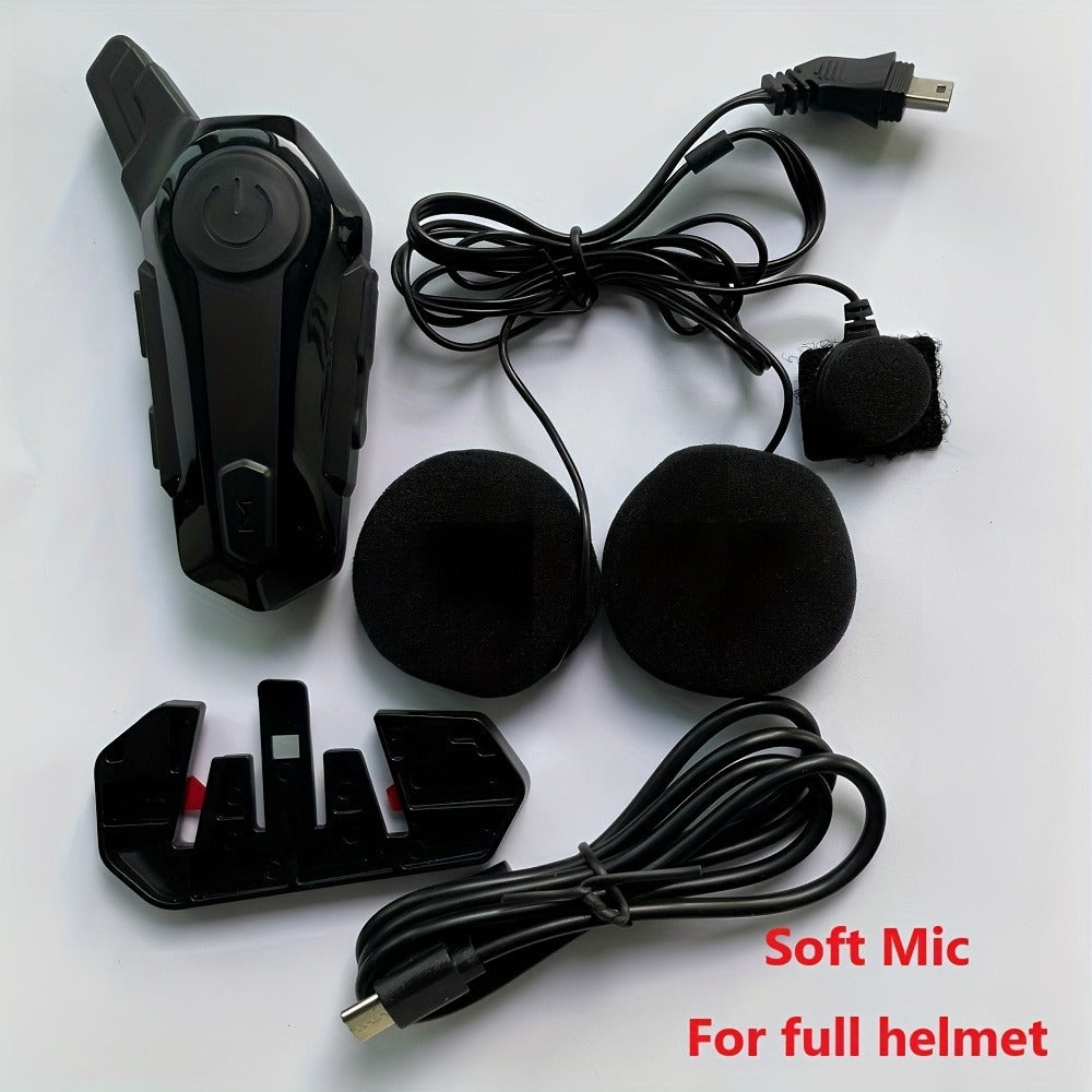 Motorcycle Helmet Bluetooth Intercom Headset – Wireless Real-Time 2-Rider Communication, Compatible with Full Face, 3/4 & Open Face Helmets, Hard Mic & Soft Mic Included, X1 Pro Max