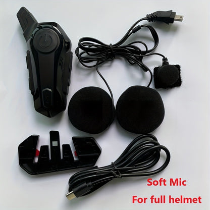 Motorcycle Helmet Bluetooth Intercom Headset – Wireless Real-Time 2-Rider Communication, Compatible with Full Face, 3/4 & Open Face Helmets, Hard Mic & Soft Mic Included, X1 Pro Max