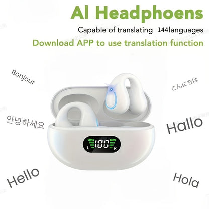 156-Language Real-Time Translation Earbuds Bluetooth 5.4 3-in-1 Mode Noise Cancelling Wireless Travel Earphones iOS Android Compatible Noir Rose Orange Cream