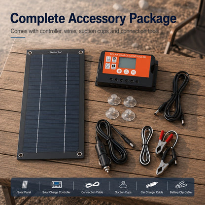 Solar Panel Kit with 100A Controller, Foldable Portable Solar Charging Kit with USB Direct Charging for Camping RV Boat Car Travel Emergency Power Supply, Off-Grid Solar Charger Set
