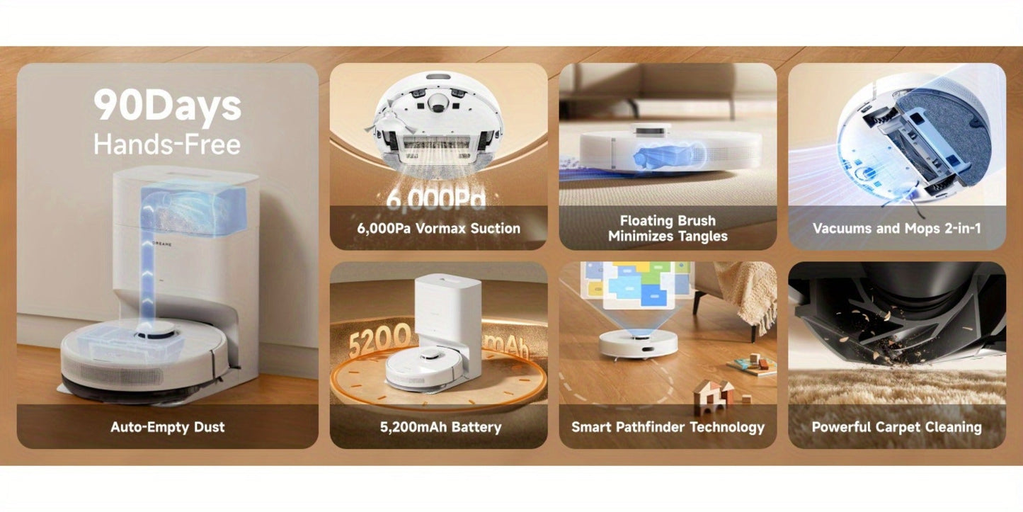 Dreame D10 Plus Gen 2 Self-Emptying Robot Vacuum & Mop Refurbished – 6000Pa Suction | 90-Day Base | LiDAR Navigation | Obstacle Avoidance | Wi-Fi App & Voice Control | Smart Floor Cleaner for Home