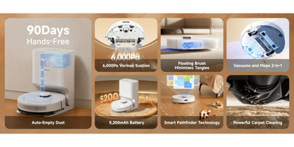 Dreame D10 Plus Gen 2 Self-Emptying Robot Vacuum & Mop Refurbished – 6000Pa Suction | 90-Day Base | LiDAR Navigation | Obstacle Avoidance | Wi-Fi App & Voice Control | Smart Floor Cleaner for Home