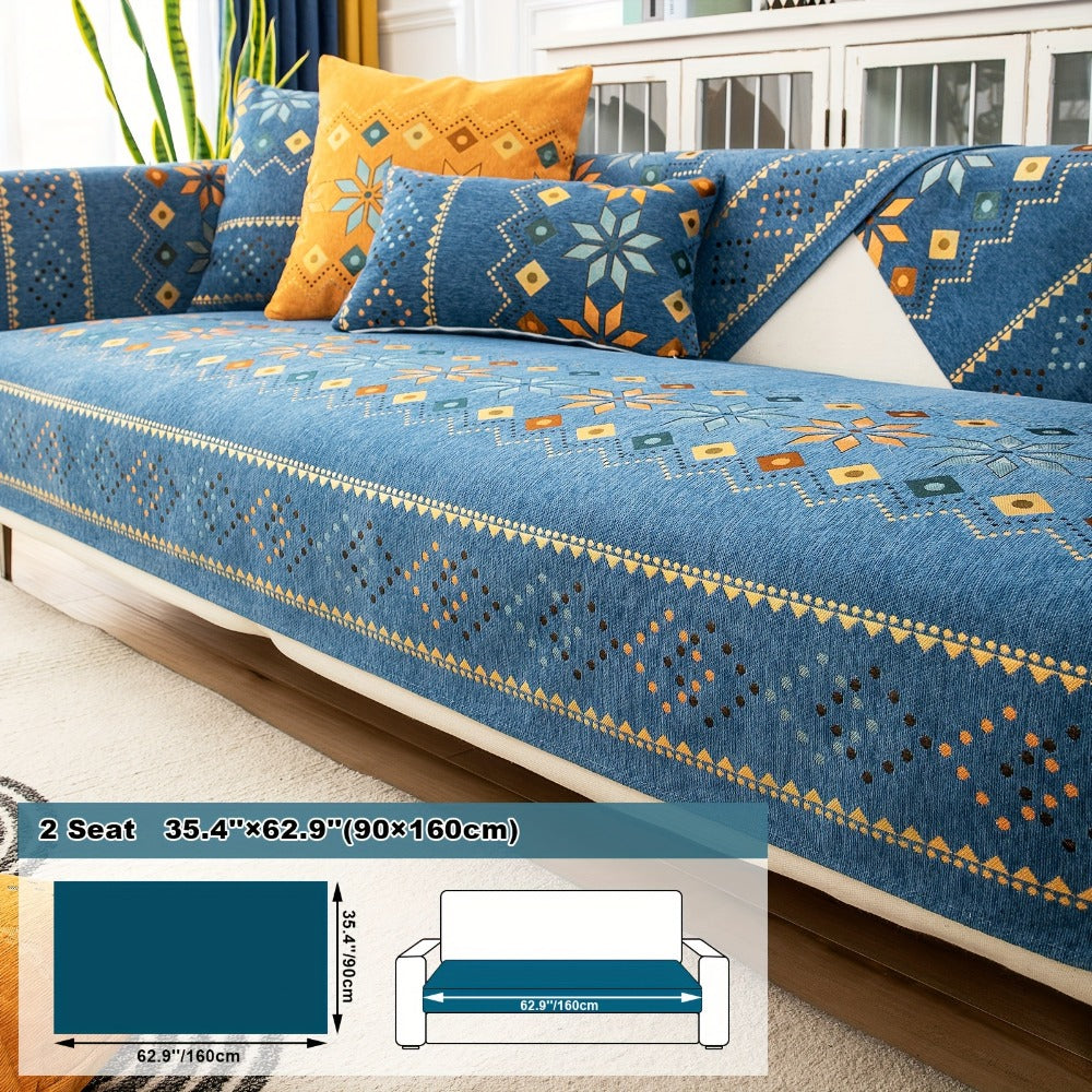 Sofa Cover Bohemian Geometric Panels for 1 to 4 Seats, Armrest or Backrest in Five Color Options