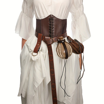 Renaissance Costume Waist Belt Set with Corset, Pouches and Four Exact Checkout Configurations