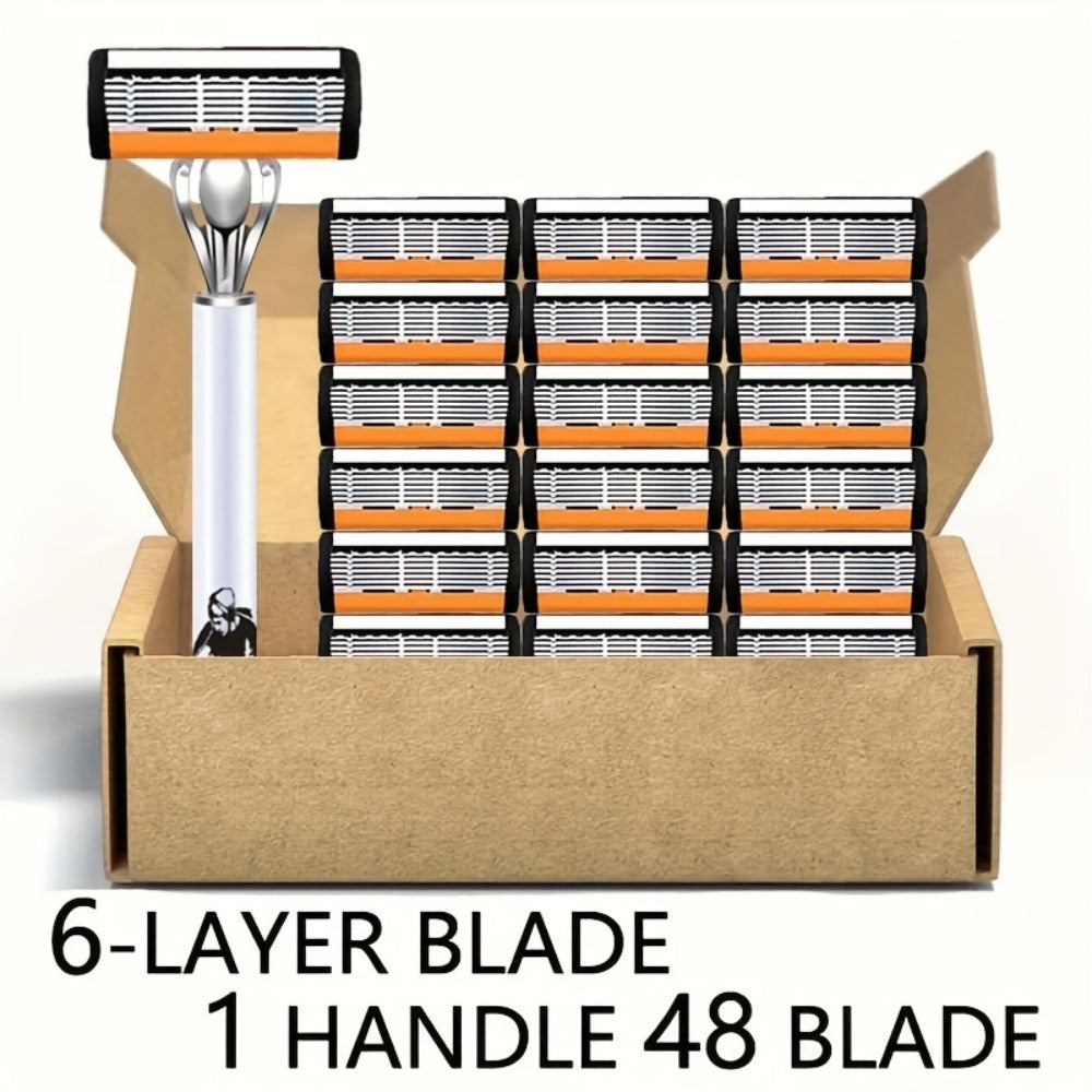 Double Edge Safety Razor Set for Men 72 Blades & 2 Non-Slip Metal Handles – Classic Ultra-Sharp Replaceable Blades for Smooth Close Shave Eco-Friendly Grooming Kit Gift for Him