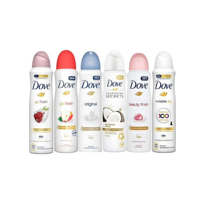 Dove Advanced Care Deodorant Spray Assortment, 150 ml Cans with Three-, Six- or Twelve-Count Options