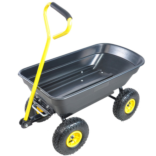 Garden Dump Cart Heavy Duty 330LBS | Steel Frame Pneumatic Tires Lawn Yard Farm Utility Wagon