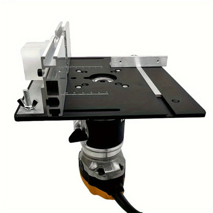 Aluminum Router Table Insert Plate with Fence & Miter Gauge - Precision Woodworking Tool, Dual Function Design, No Electricity Required, Compatible with Standard Router Tables for DIY & Cabinet Making