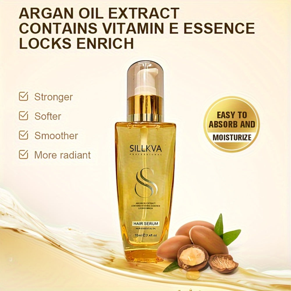 Two-Pack Argan Oil Leave-In Hair Serum for Dry, Frizzy and Flyaway Hair in Daily Care Routines