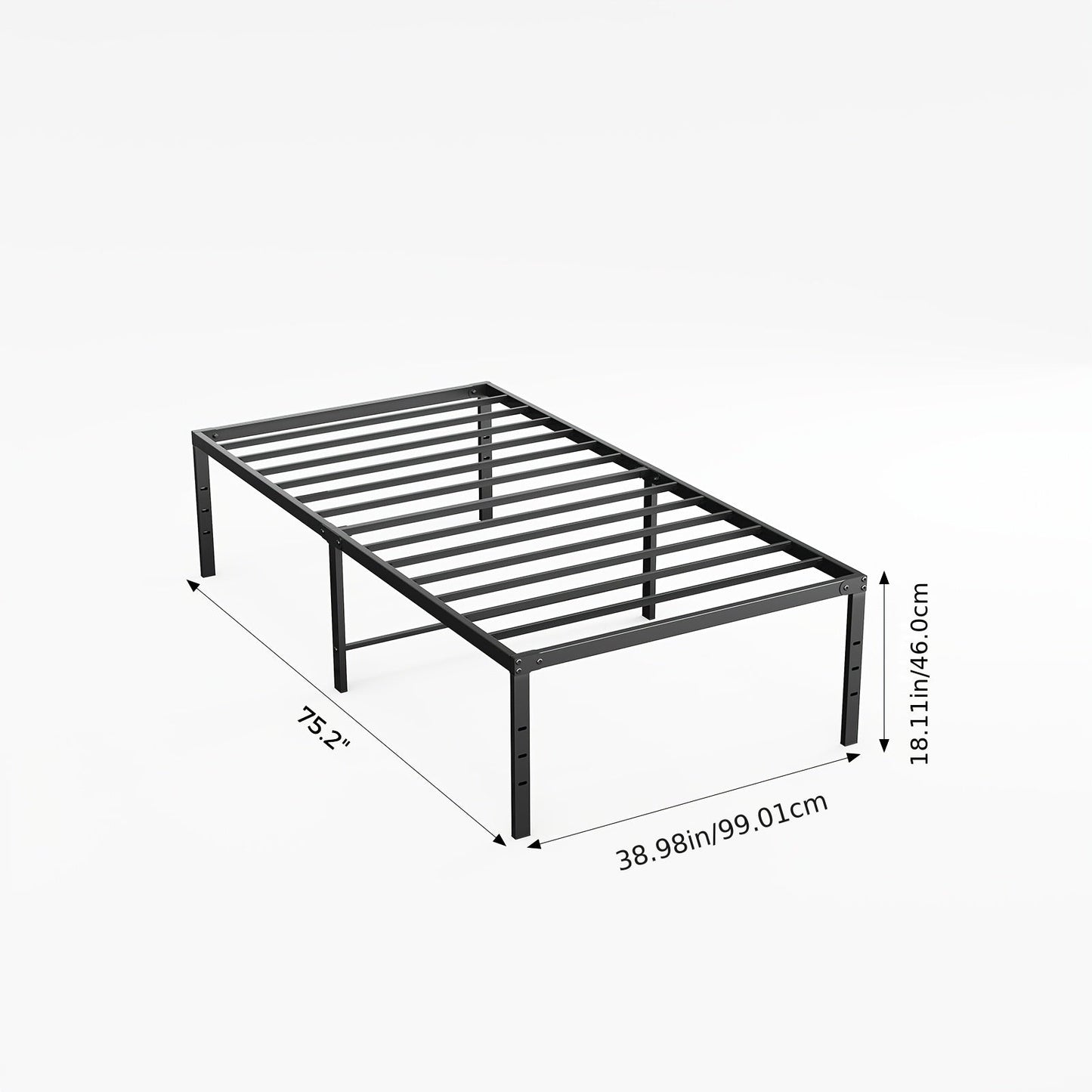 Bed Frame shown in the Twin (18IN) option