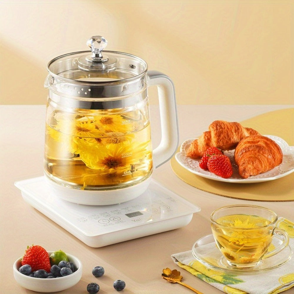 Electric Kettle 1.8L Glass Multi-Cooker with 18 Presets, Tea Infuser, Egg Steaming Rack and US Plug