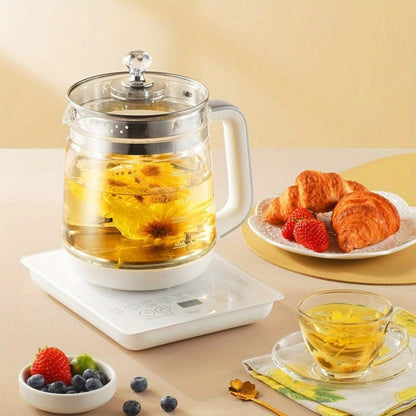 Electric Kettle 1.8L Glass Multi-Cooker with 18 Presets, Tea Infuser, Egg Steaming Rack and US Plug