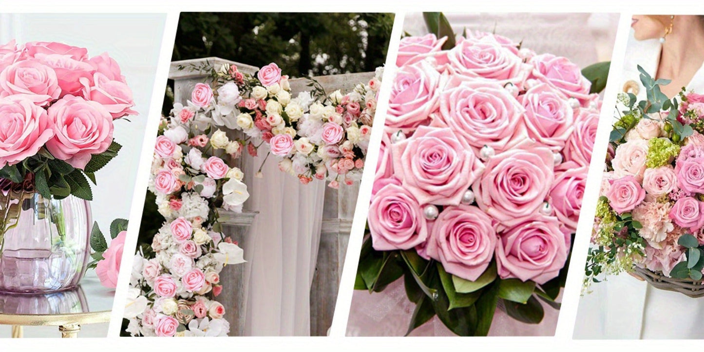 Artificial Flowers Long-Stem Velvet Rose Set in 50 or 100-Piece Variant Options across Five Colors