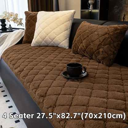 Sofa Cover Plush-Texture Cushion Panels in Pillowcase and 1, 2, 3 or 4-Seat Dimensions in Four Colors