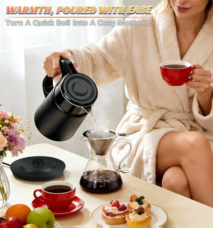 Electric Kettle 1.7L 1000W Double-Wall Stainless Steel with LED Indicator and 360-Degree Base