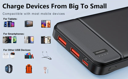 Power Bank 10000mAh 5V for Heated Clothing with PD 22.5W Charging in Black or White Battery Pack