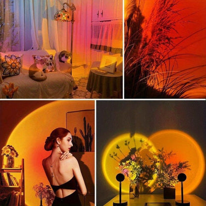RGB Sunset Lamp Projection with Stand & Remote Control – USB Color Changing Sunset Light for Bedroom, Photography, TikTok, Aesthetic Room Decor & Laptop Compatible
