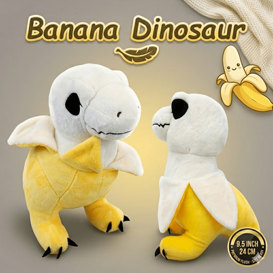 Plush Toy – Yellow Banana Dinosaur 9.5-Inch T-Rex Character with Peekaboo Peel Design for Display