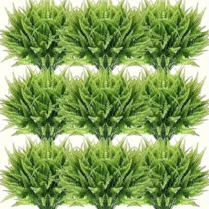 Artificial Boston Fern Stems, 10-Piece Greenery Set with 14-Inch Height and 11-Inch Spread