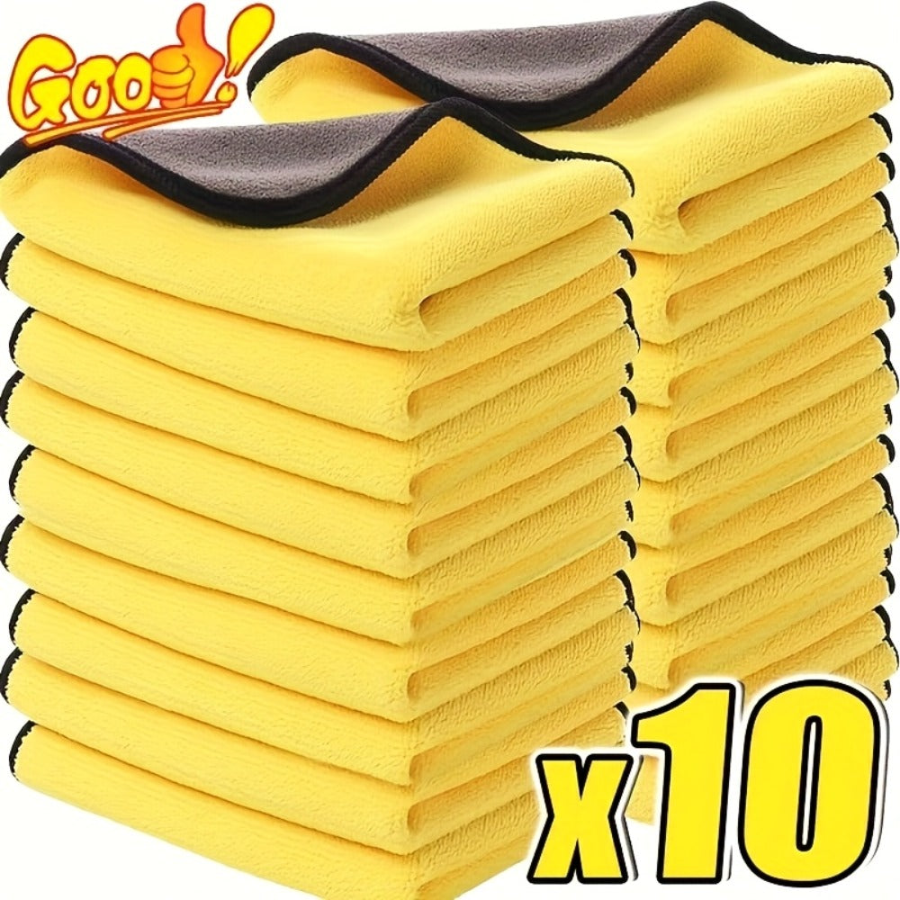 Microfiber Car Cleaning Towels 10pcs – Lint-Free Streak-Free Absorbent Wash & Dry Cloths for Car Exterior, Interior, Glass & Household Detailing