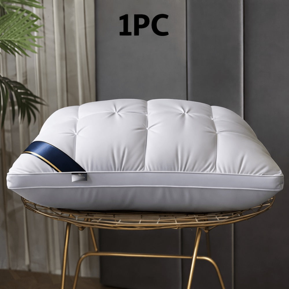 Soft Polyester Fiber Bed Pillow with Satin Cover and Zipper in White or Gray, One or Four-Pack Options