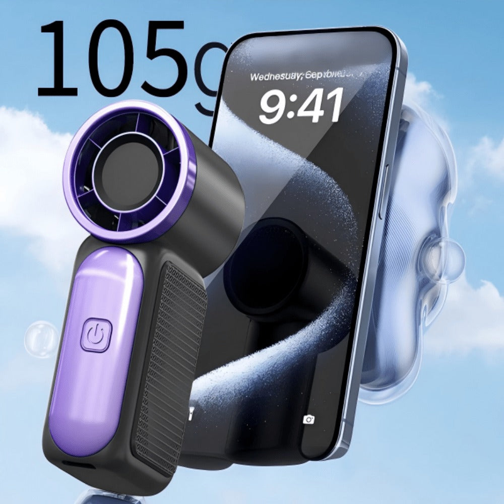 Mini Turbine Handheld Fan with Numeric Speed Control, USB Rechargeable Power and Two Color Choices