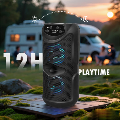 Outdoor Bluetooth 5.3 Speaker Mini with LED Light, TWS Stereo Pairing, TF Card Slot & Extended Battery