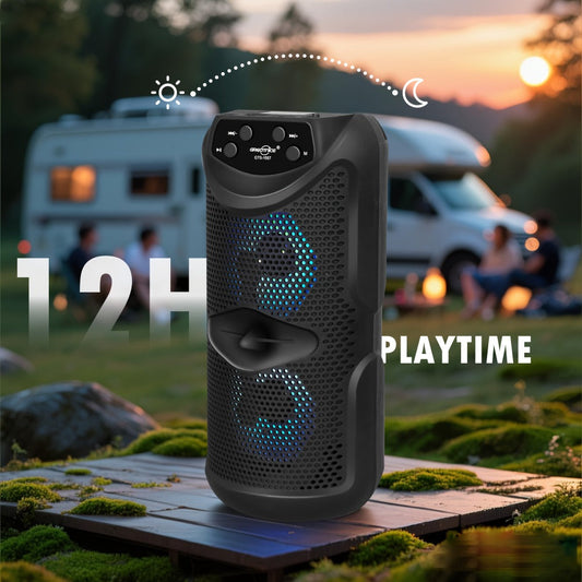 Outdoor Bluetooth 5.3 Speaker Mini with LED Light, TWS Stereo Pairing, TF Card Slot & Extended Battery, Compact Wireless Portable Speaker for Camping Hiking Beach Travel