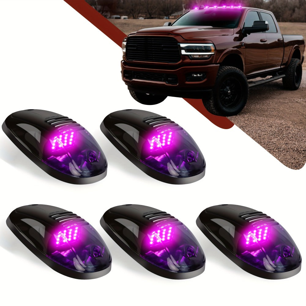 5pcs LED Cab Roof Marker Lights 16/24 LED 12V Super Bright UV-Resistant ABS Lens with Wiring Harness Kit for 2003-2018 Pickup Trucks 1500 2500 3500 4500 5500, White Amber Red Blue Green Purple