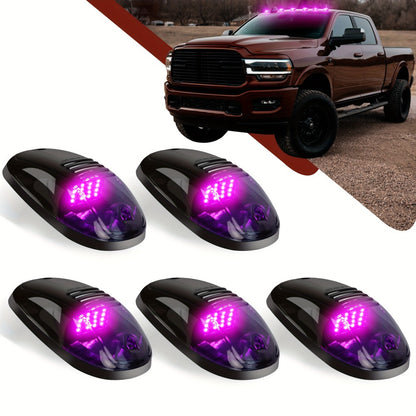 5pcs LED Cab Roof Marker Lights 16/24 LED 12V Super Bright UV-Resistant ABS Lens with Wiring Harness Kit for 2003-2018 Pickup Trucks 1500 2500 3500 4500 5500, White Amber Red Blue Green Purple