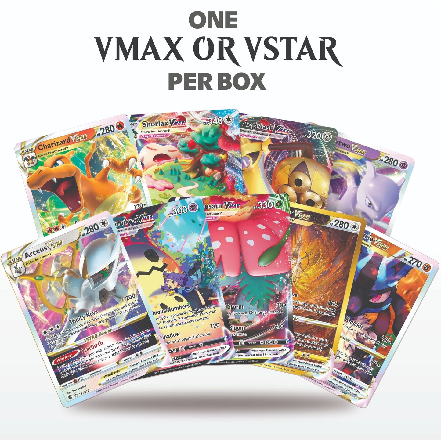 Trading Card Game 100-Card Character Assortment with Mixed Artwork and Included Yellow Storage Box