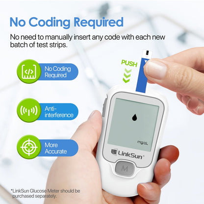Diabetes Test Strips 100 Count – Compatible with G-425-1, G-425-2, G-425-3 Blood Glucose Monitors
