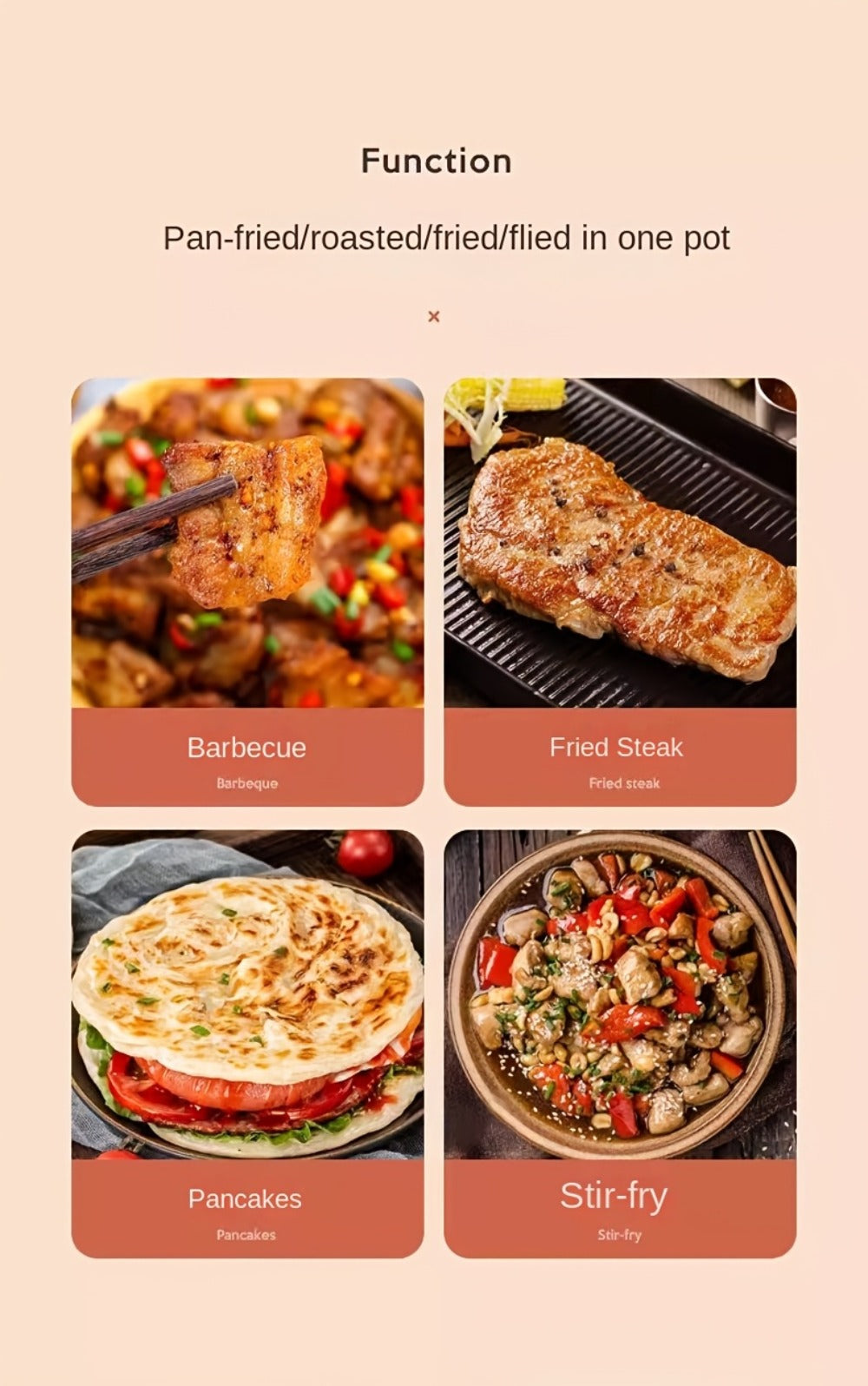 Electric Griddle Maifan Stone Non-Stick Coating 5-Speed Temperature Control - Indoor Electric Baking Pan with Red Handle, Easy Clean, for Pancakes Eggs Steak BBQ - 18"/19"/Square 26.9"