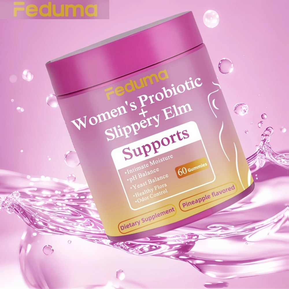 Women's Probiotic Gummies with Slippery Elm for Intimate Moisture Odor Control Healthy Flora